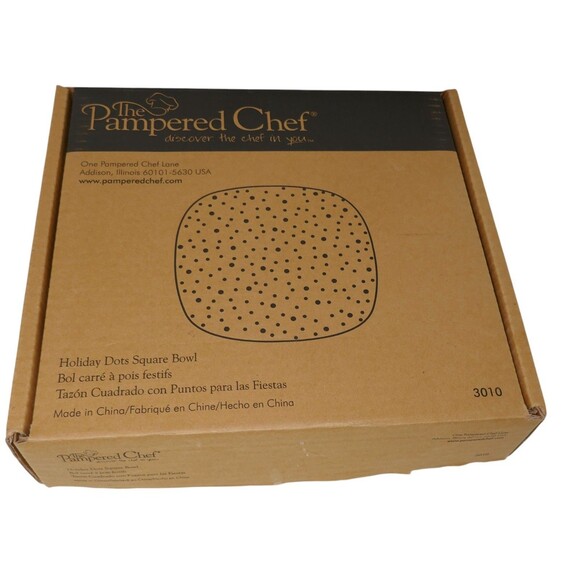 Pampered Chef Holiday Dots Square Bowl #3010 - Picture 5 of 8